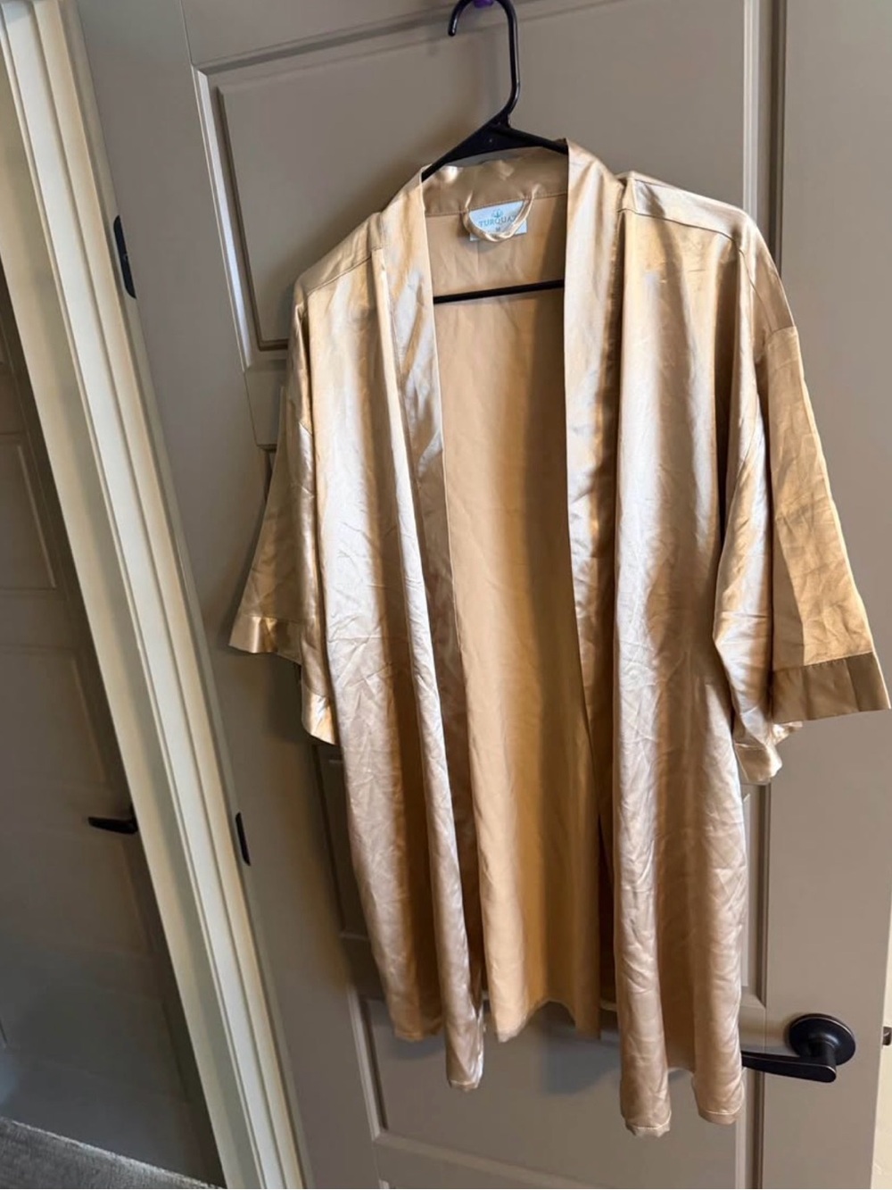 Silky Champagne Satin Kimono Robe